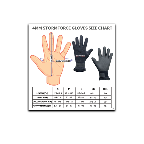 Stormforce Gloves Size Chart